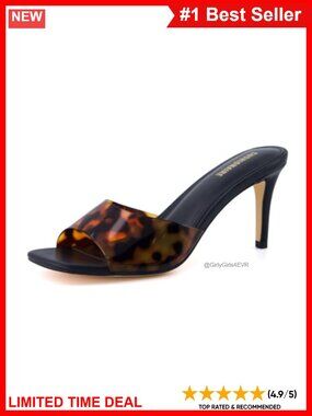 Kitten Heel Slip On Open Toe Sandals Faux Leather Memory Foam 3 Inch
